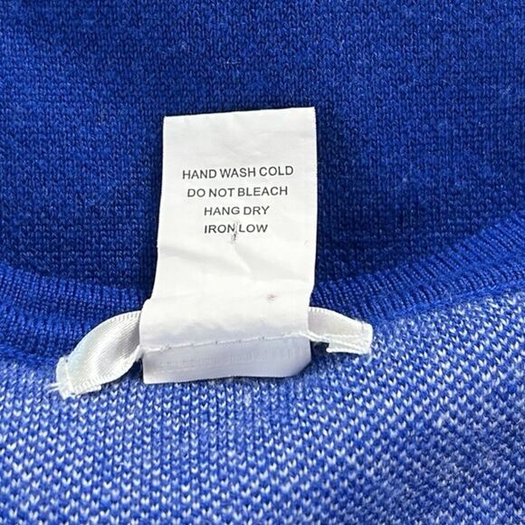 Esley Women's Sz Medium Royal Blue & White Geometric Fit & Flare Dress Stretch - Picture 7 of 7